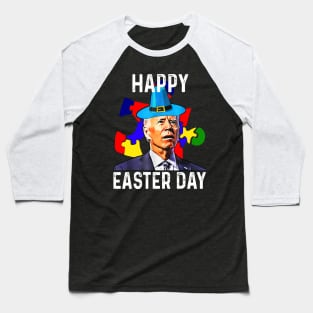 Joe Biden Happy Easter Day Autism Awareness Puzzle Piece Baseball T-Shirt